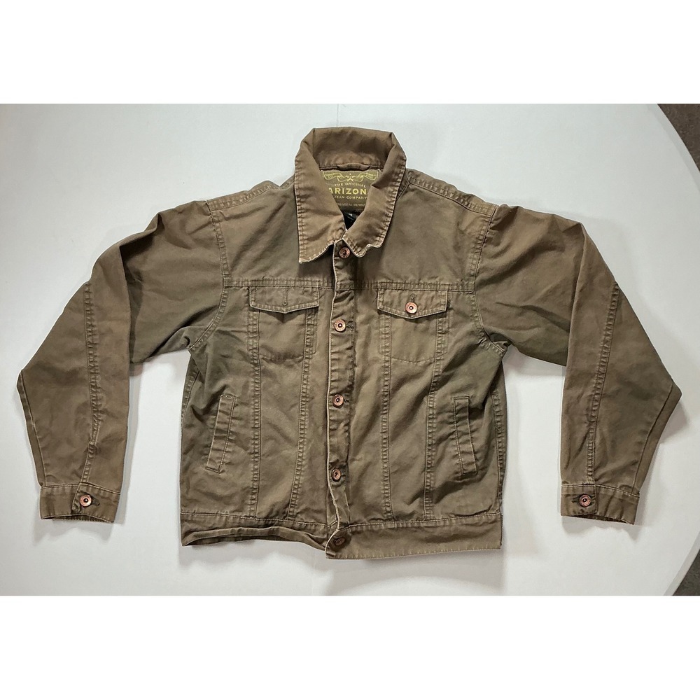 Arizona Jean Company Trucker Military Jacket Girls L 14 16 Brown Workwear Coat